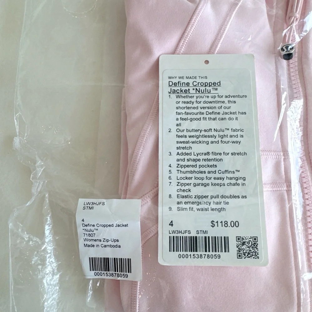 ๐ซ Sold - Lululemon Define Cropped Jacket *Nulu Strawberry Milkshake Size 4 - Picture 17 of 17